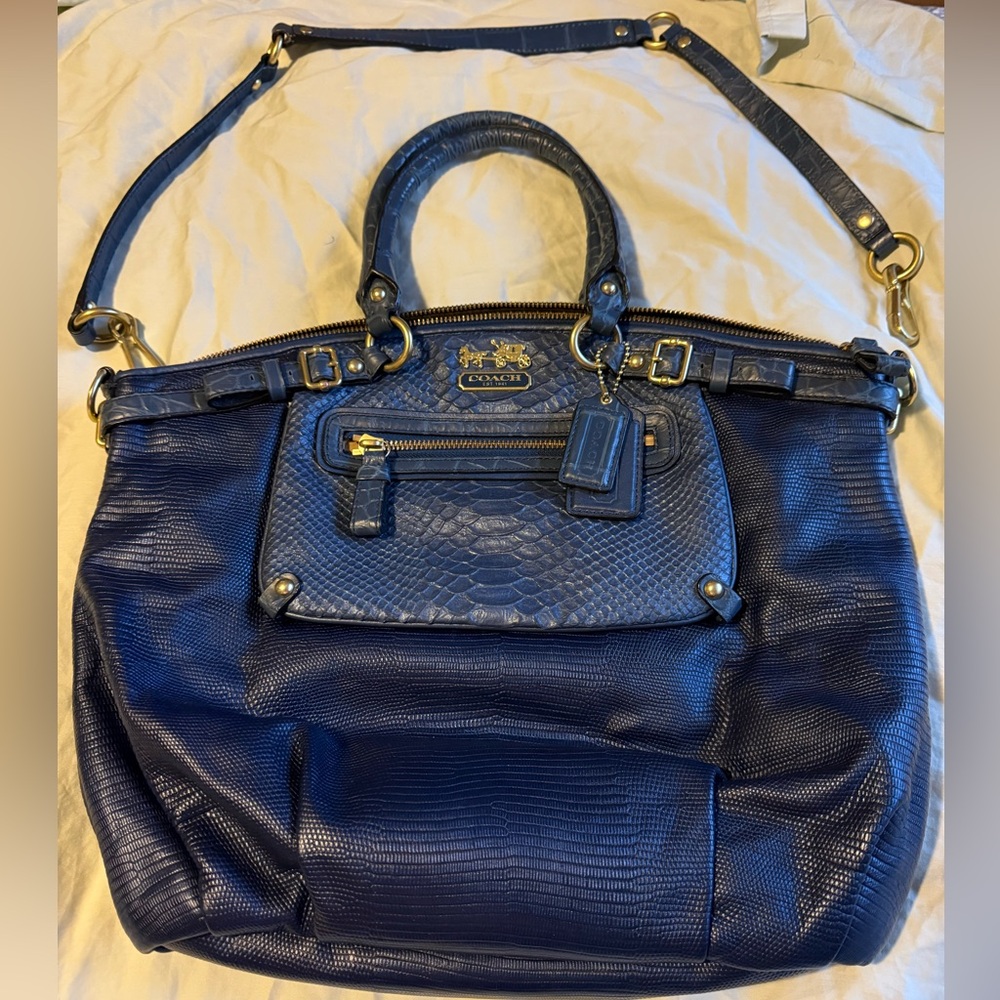 Coach Madison Lindsey exotic embossed satchel